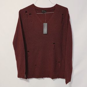 NWT Ambiance Apparel Distressed Knit Sweater